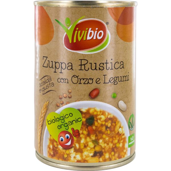 Zuppa rustica con orzo e legumi pronta